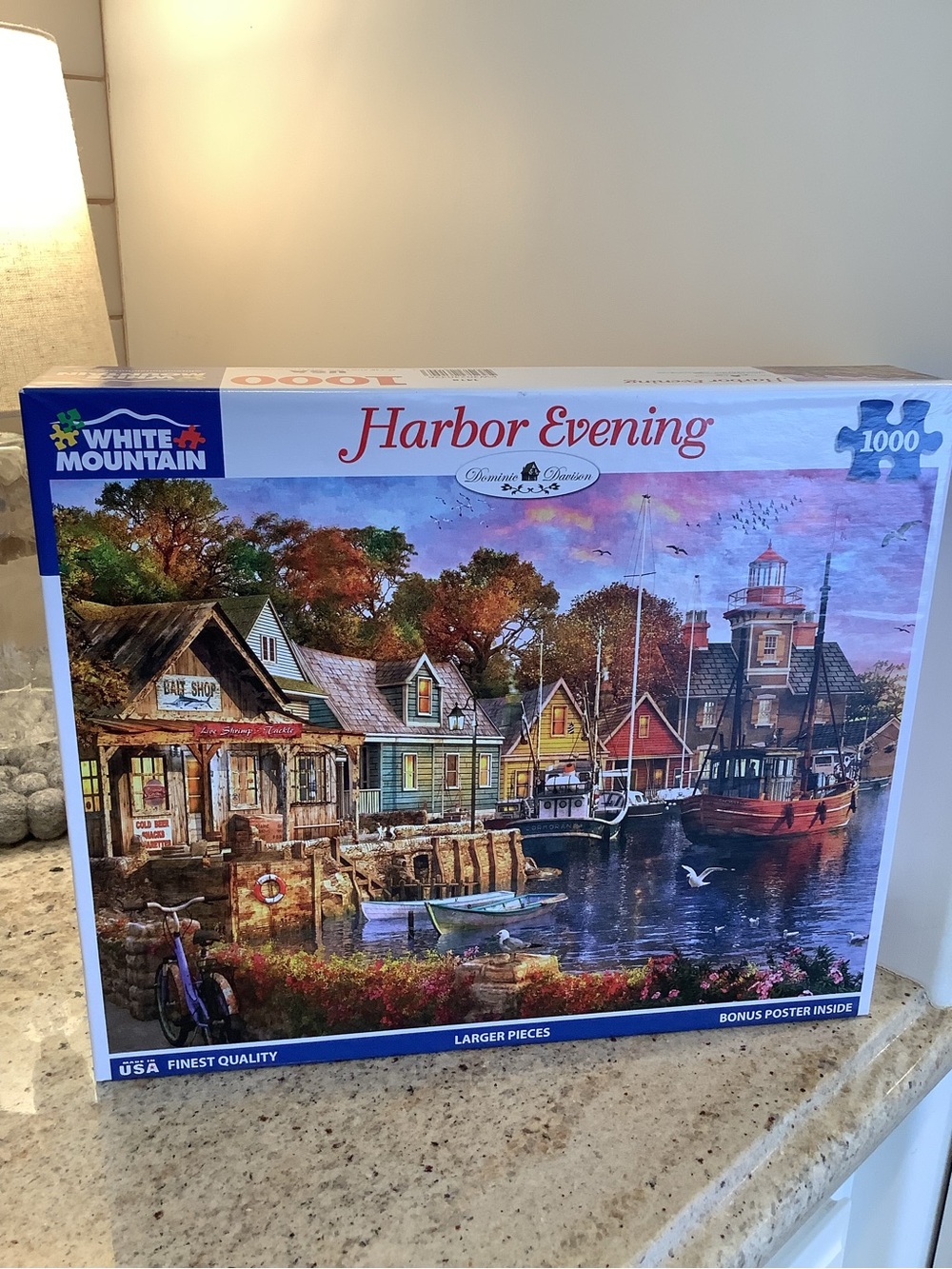 White Mountain "Harbor Evening" 1000-Piece Jigsaw Puzzle - Colorful Harbor Scene